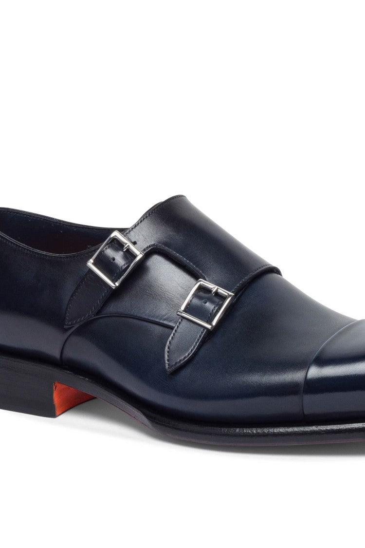Santoni Double-Buckle Goodyear Hand-Antiqued Shoes
