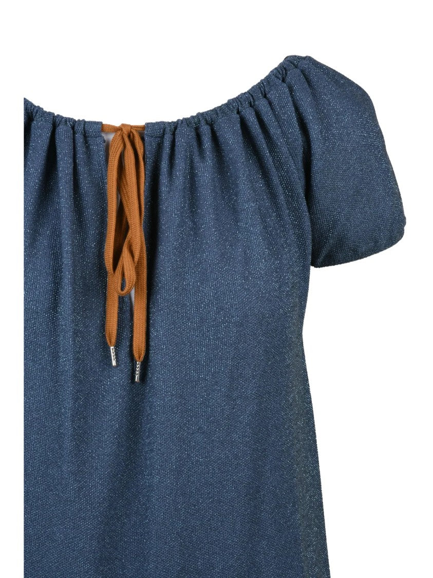 Vivienne Westwood Anglomania Blue Viscose-Blend Gipsi Lamé Top