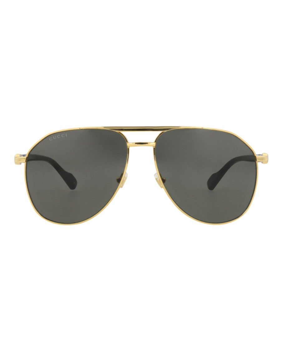 Gucci Aviator-Frame Metal Sunglasses With Gold Finish