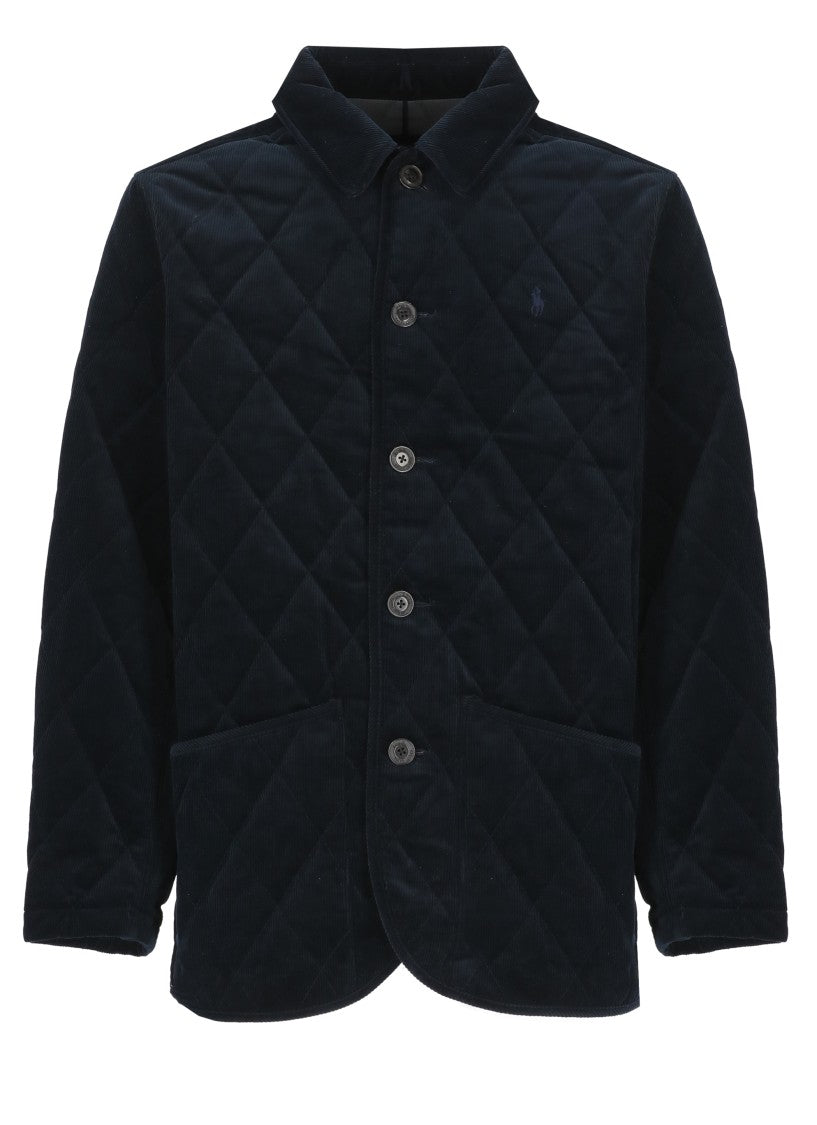 Polo Ralph Lauren Blue Quilted Velvet Shirt Jacket
