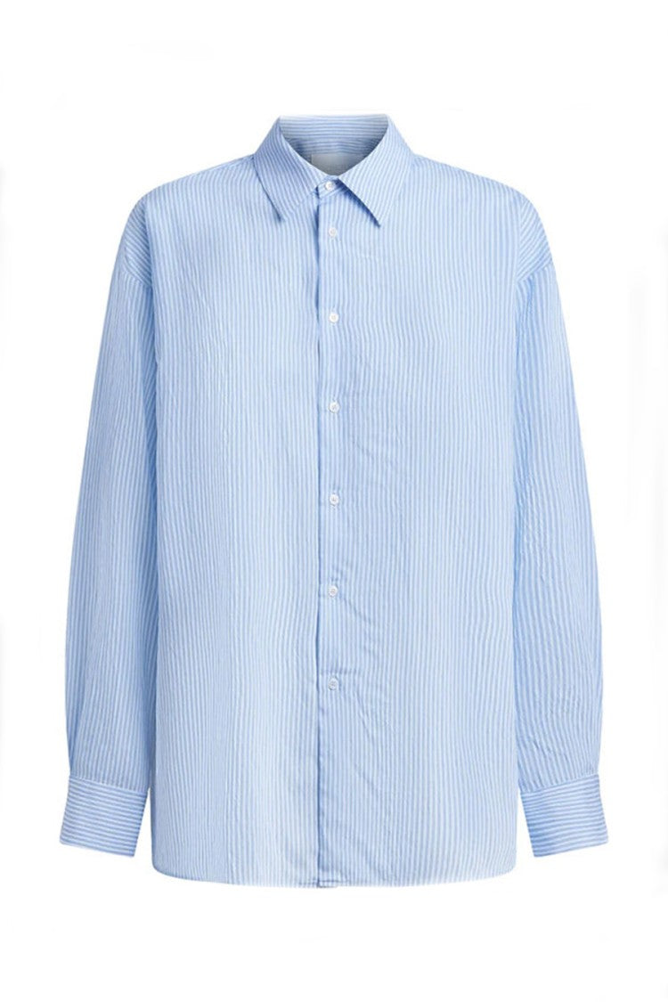 Dondup Blue Viscose-Polyamide Pinstripe Shirt
