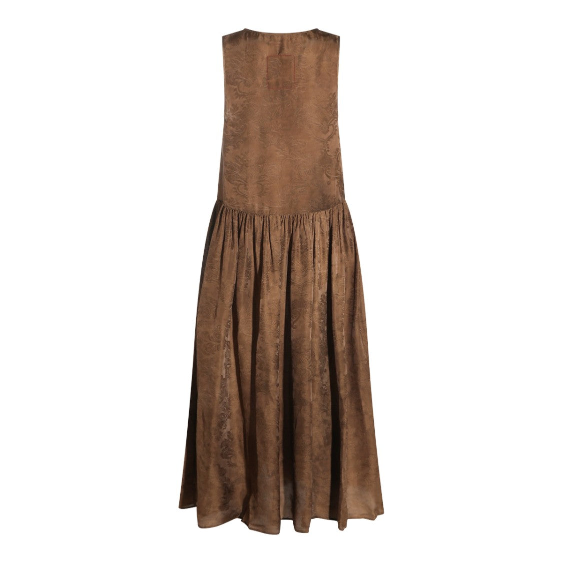 Uma Wang Yellow Flowing Jacquard Gathered-Waist Midi Dress