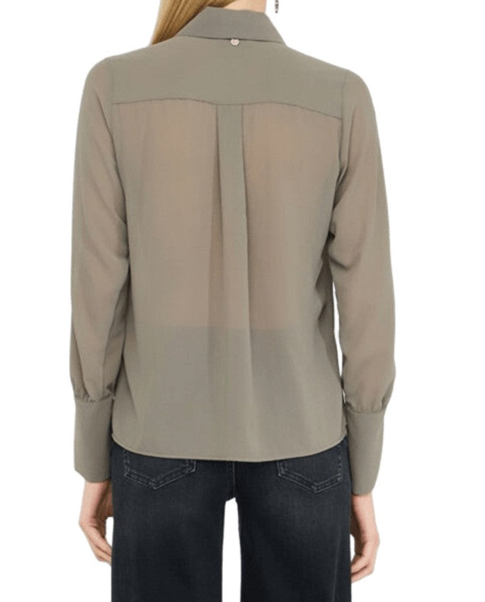 Liu Jo Georgette Blouse With Classic French Collar And Pearl Detail