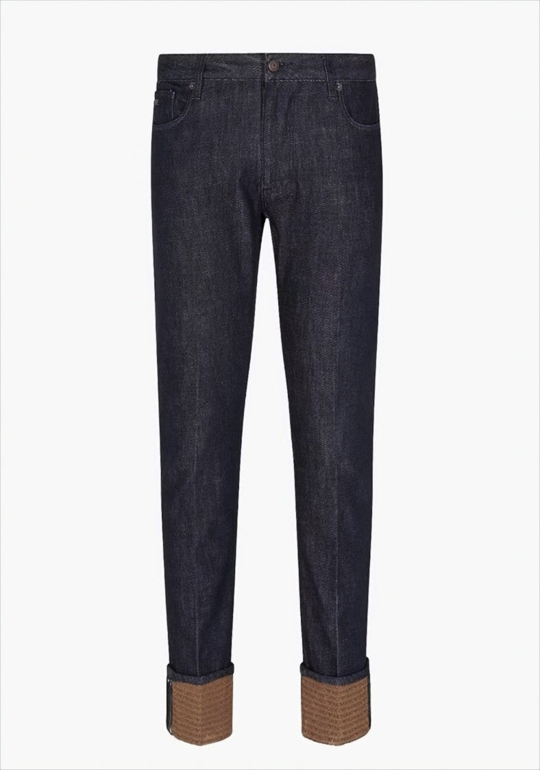 Emporio Armani Low-Rise Denim Jeans With Logo Cuff