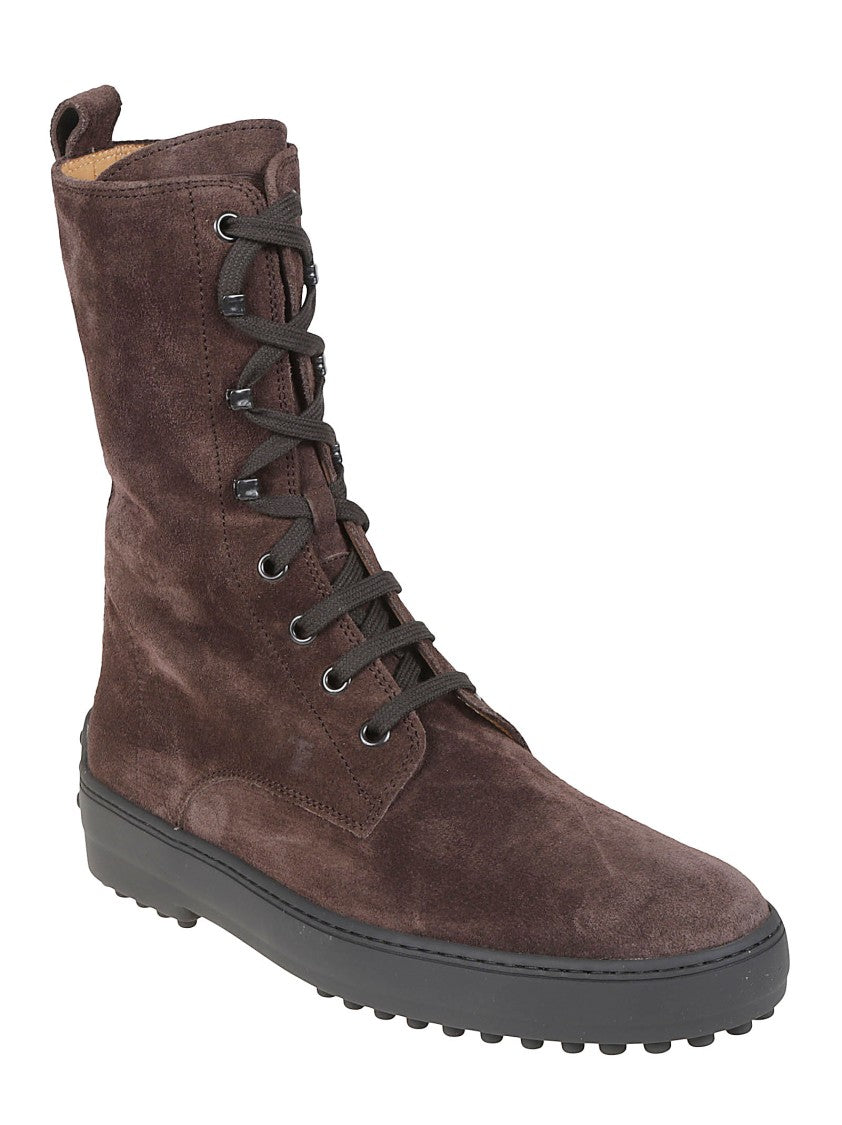 Tod's Winter Gommino Pebble-Sole Calf Leather Ankle Boots