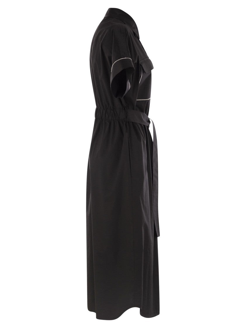 Peserico Light Stretch Cotton Satin Chemisier Dress