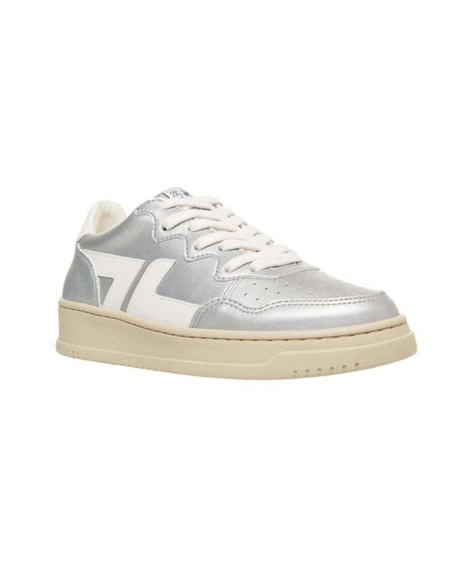 Zeta Metallic Silver Sneakers With Perforated Detailing