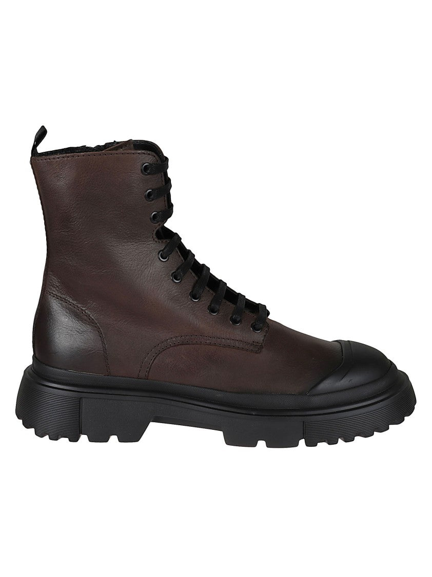 Hogan Ankle-High Brown Leather Boots