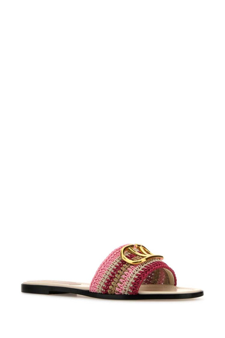 Valentino Garavani Multicolor Crochet Vlogo Slippers