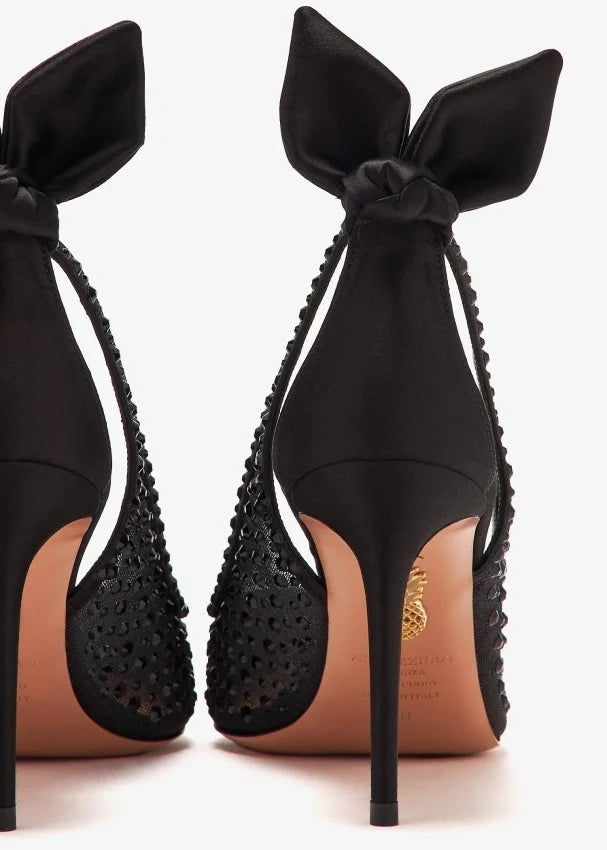 Aquazzura Bow Tie Crystal Tulle Pump 85