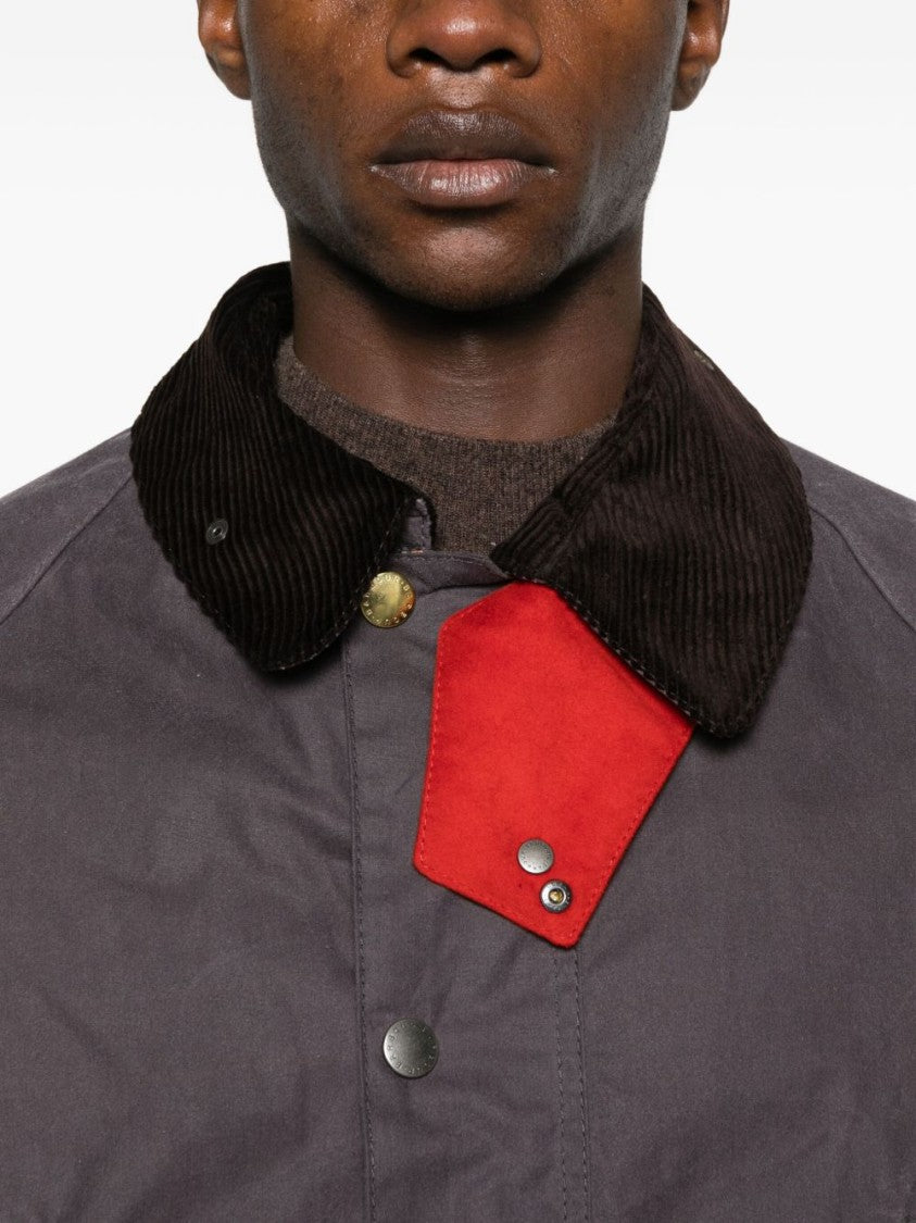 Barbour Boxy Gray Jacket With Corduroy Collar
