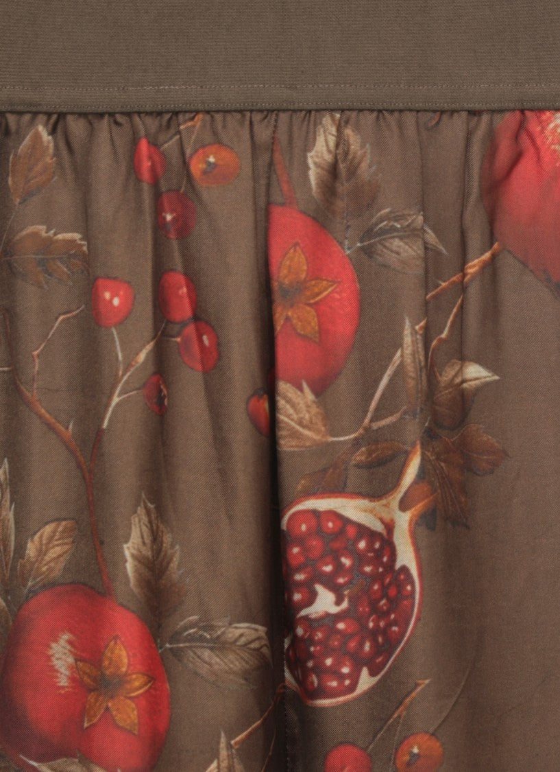 Uma Wang Wide-Leg Pansy Pants With Contrasting Pomegranate Design