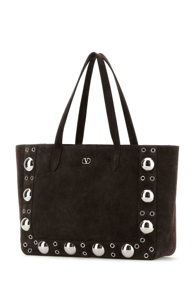 Valentino Garavani Brown Suede Nellcôte Shopping Bag