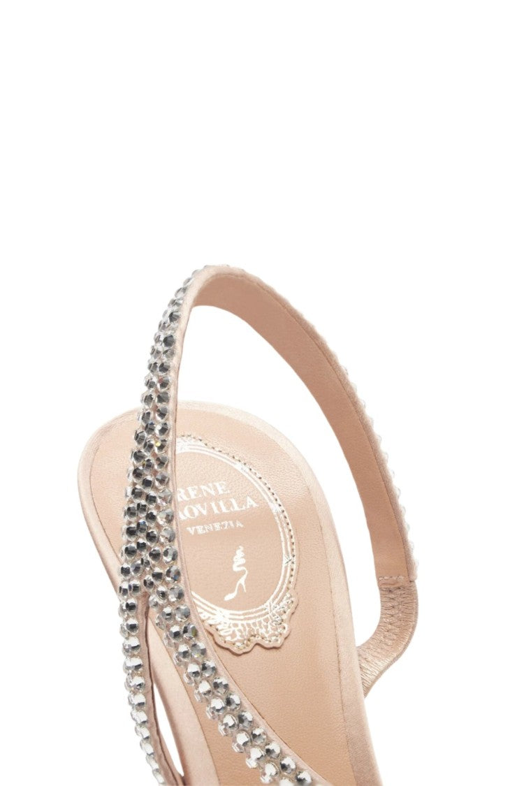 René Caovilla Lisa Nude Platform Sandal With