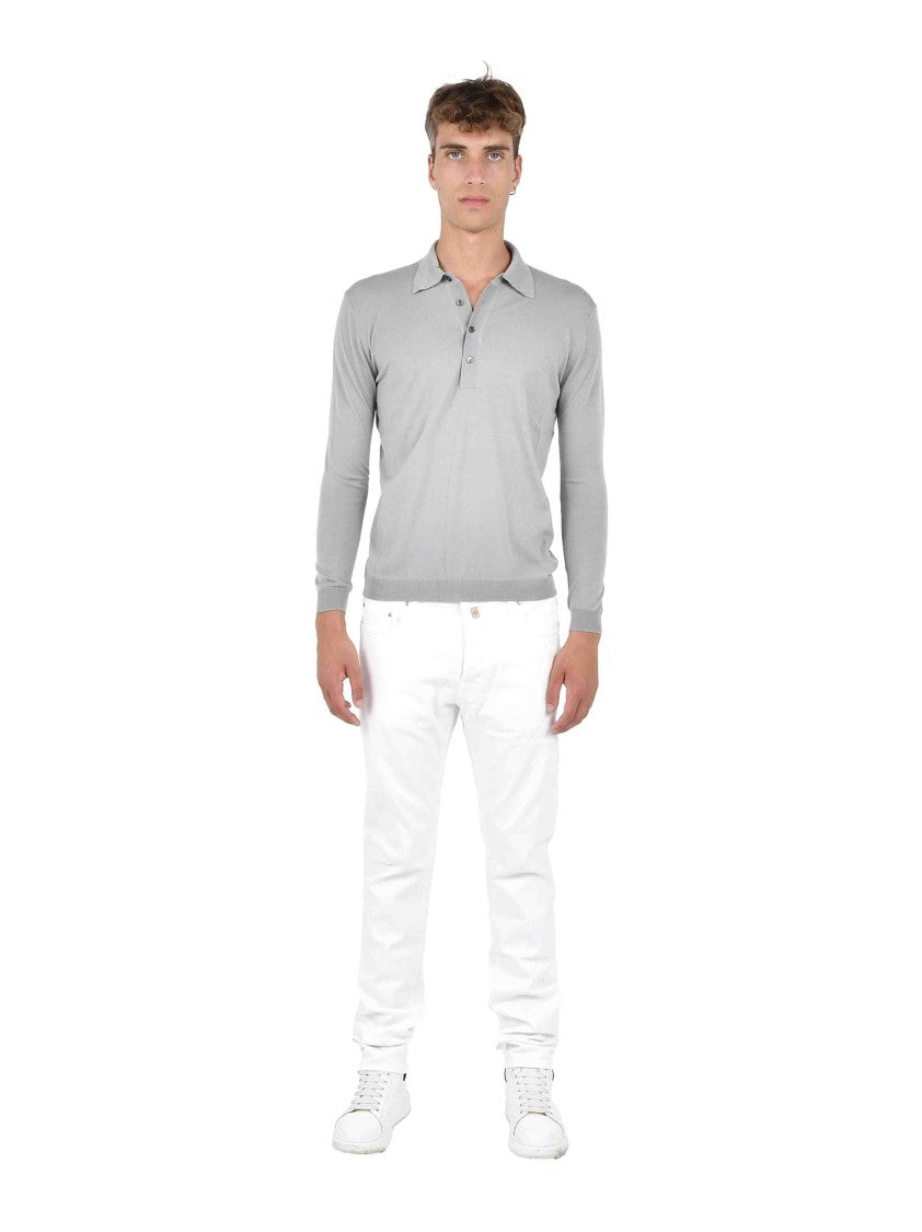 Low Brand Fine-Knit Merino Wool Polo Sweater