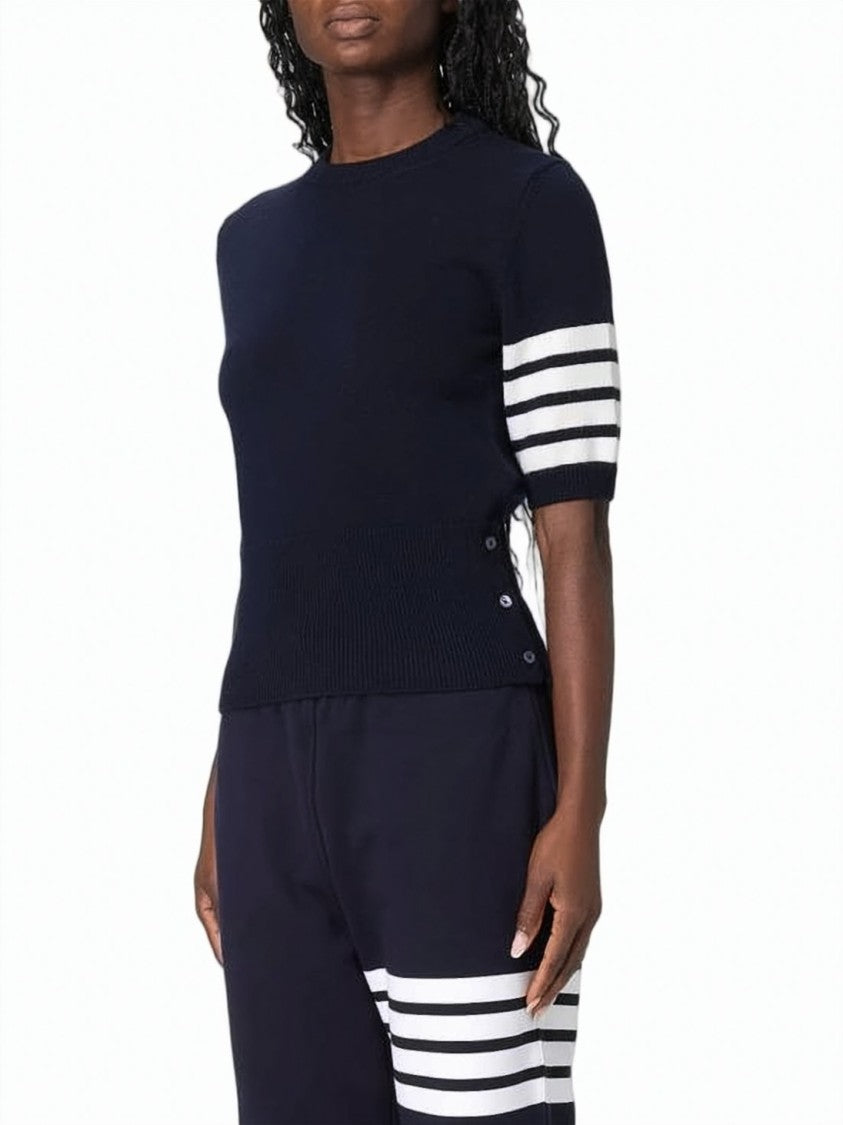 Thom Browne Fitted Short-Sleeved Knit Sweater With Horse Motif