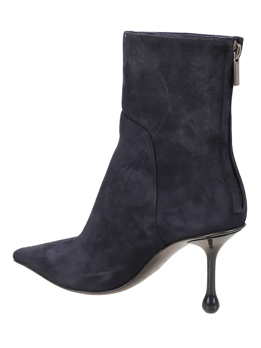 Jimmy Choo Pointed Toe Ankle Boots With Sculptural Kitten Heel