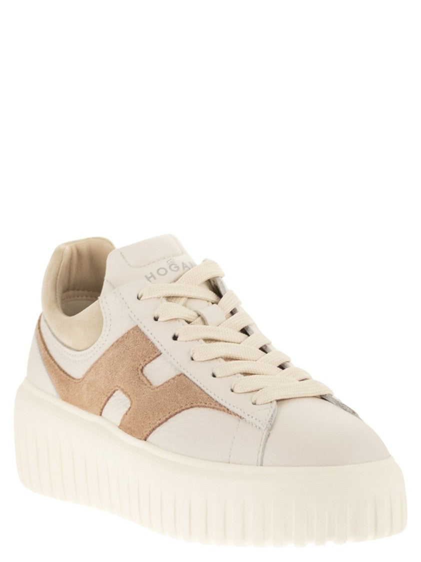 Hogan H-Stripes Leather And Suede Trainers With Extra-Light Sole