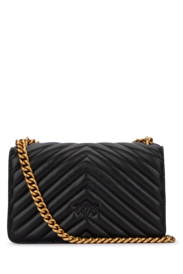 Pinko Quilted Black Bag With Chevron Pattern