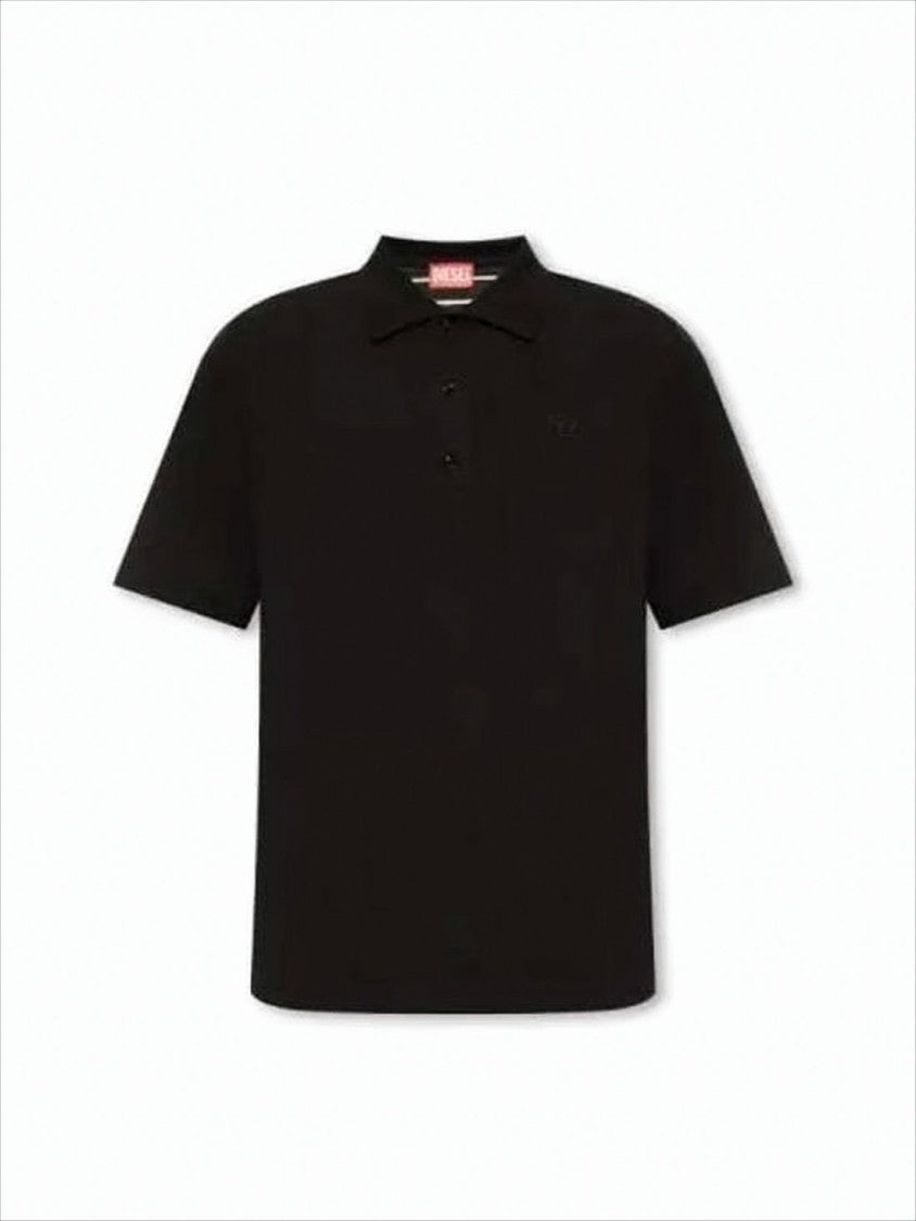 Diesel Short-Sleeve Black Polo Shirt With Traditional Collar