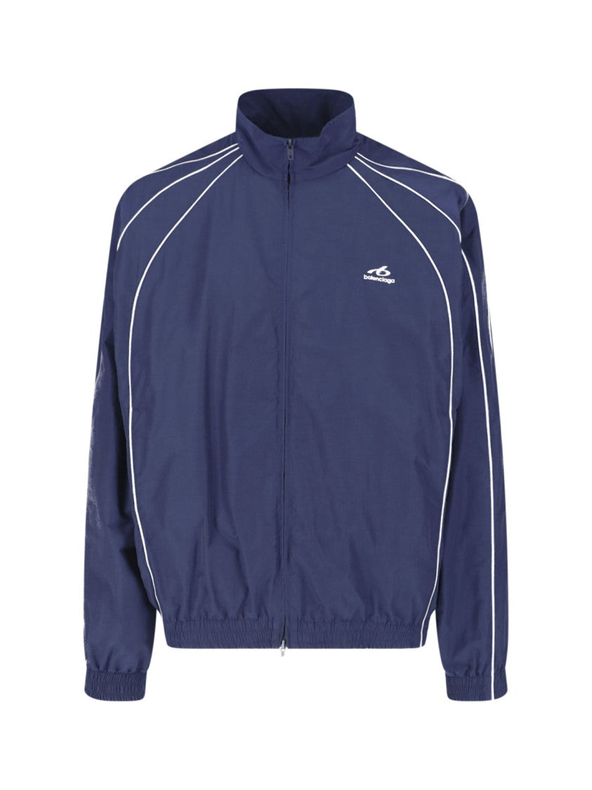 Balenciaga Navy Blue Zip-Up Jacket With High Collar