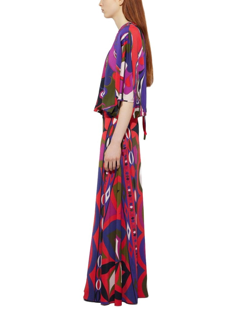 Pucci Orchid Print Cape Blouse With Tie Closure