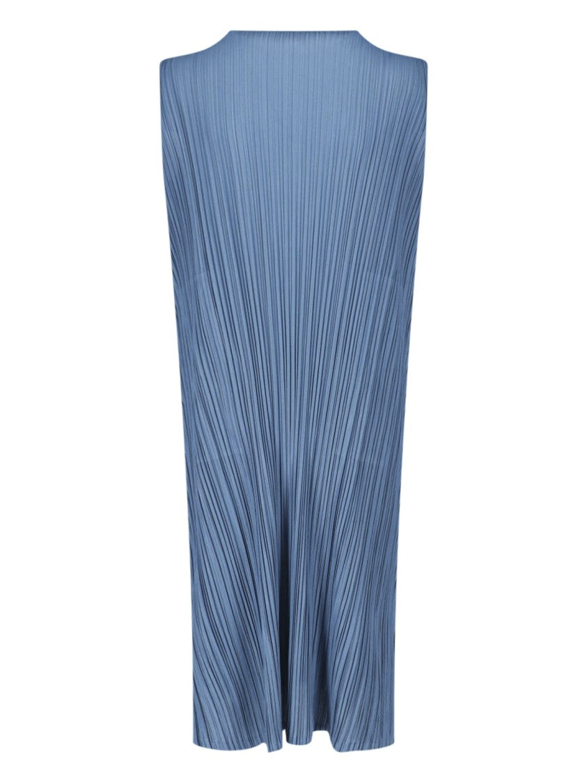 Pleats Please Issey Miyake Blue Mellow Pleats Trapeze Midi Dress