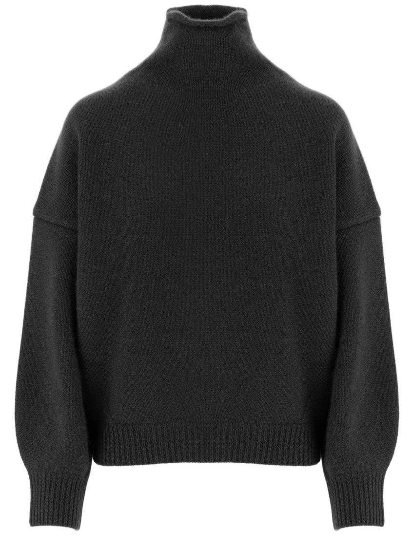 Arch4 Black All-Over Knit Cashmere Turtleneck Sweater
