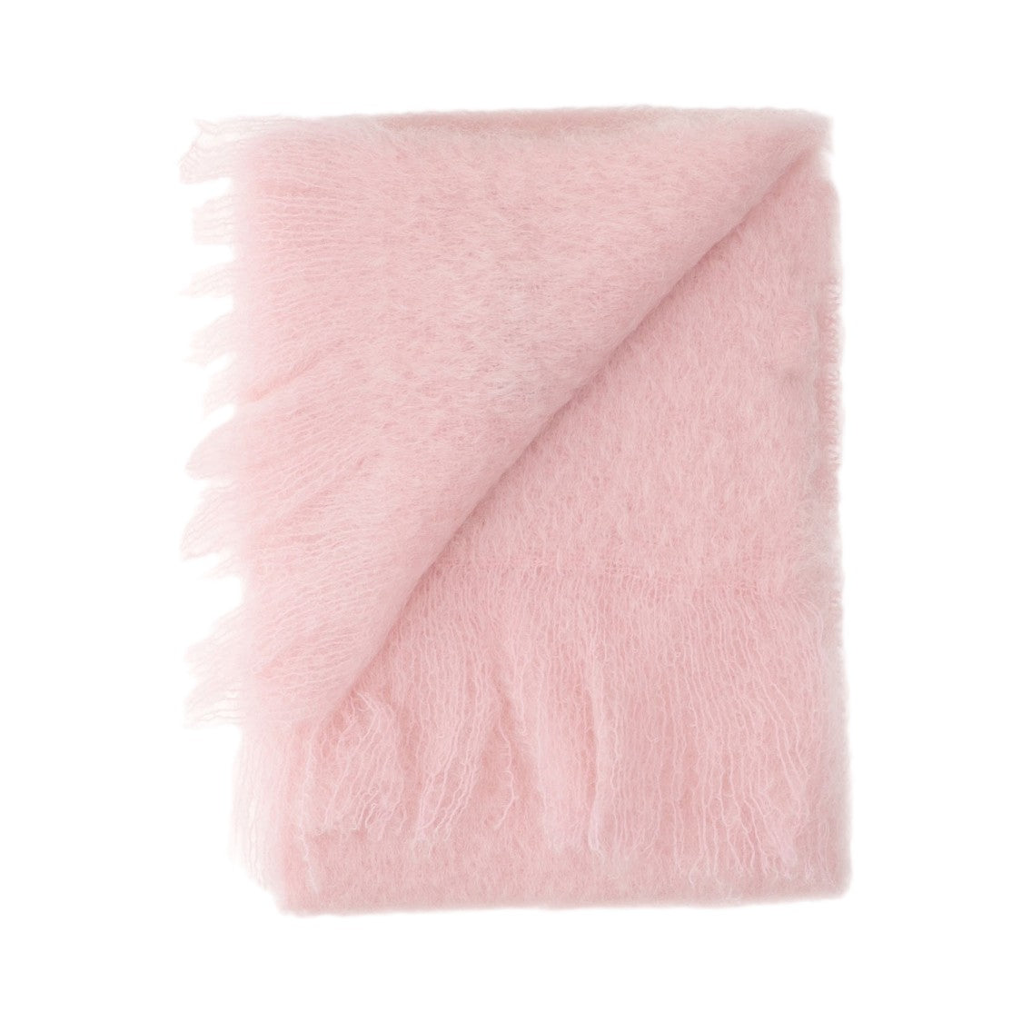 Jil Sander Pink Mohair Blend Fringed Scarf