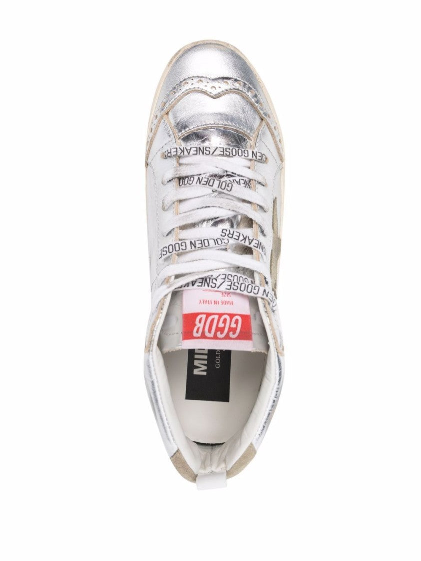 Golden Goose Metallic Leather Suede Mid-Top Sneakers