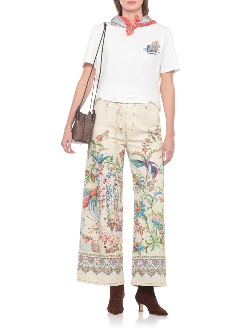 Etro White Cotton Pegasus T-Shirt