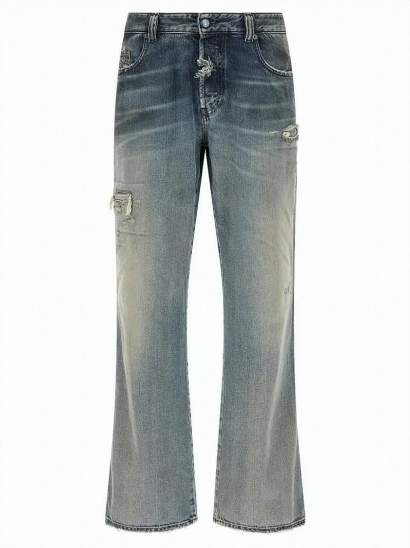 Diesel Faded Blue Distressed Cotton Denim Pants