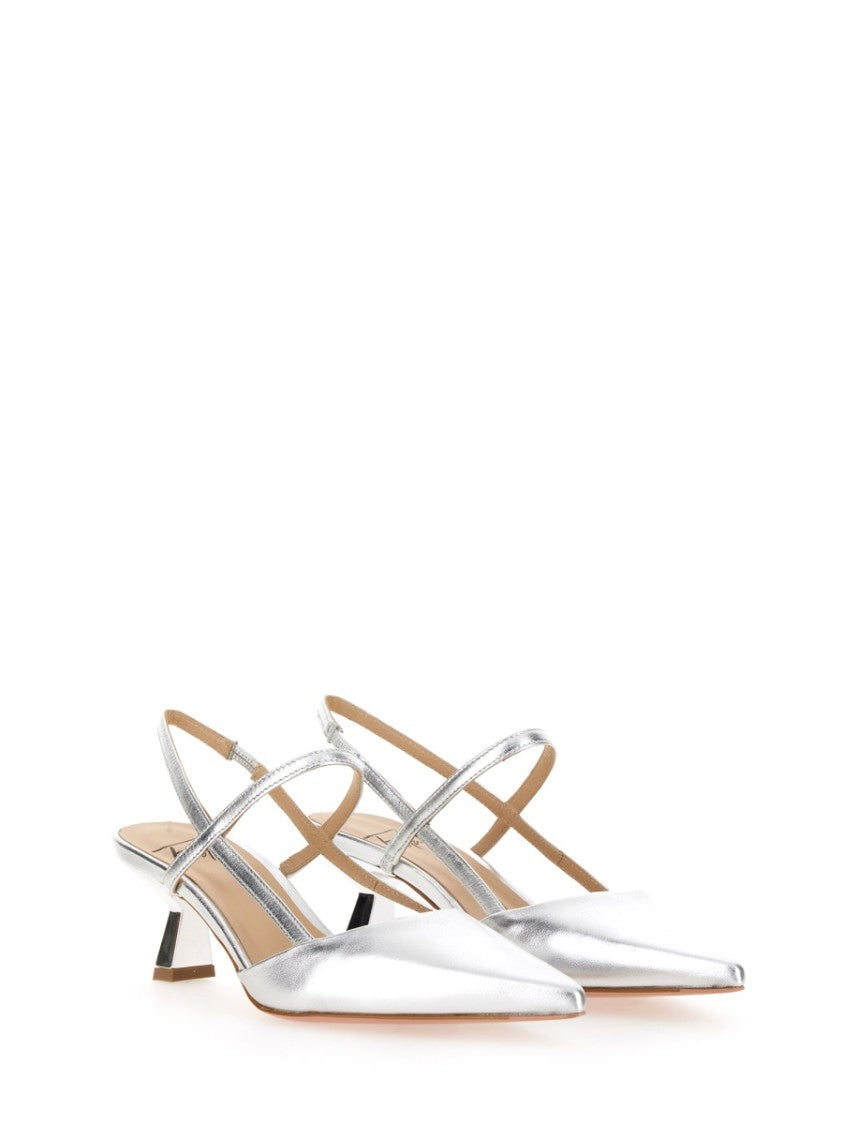 Roberto Festa Silver Amai Pointed-Toe Leather Sandals