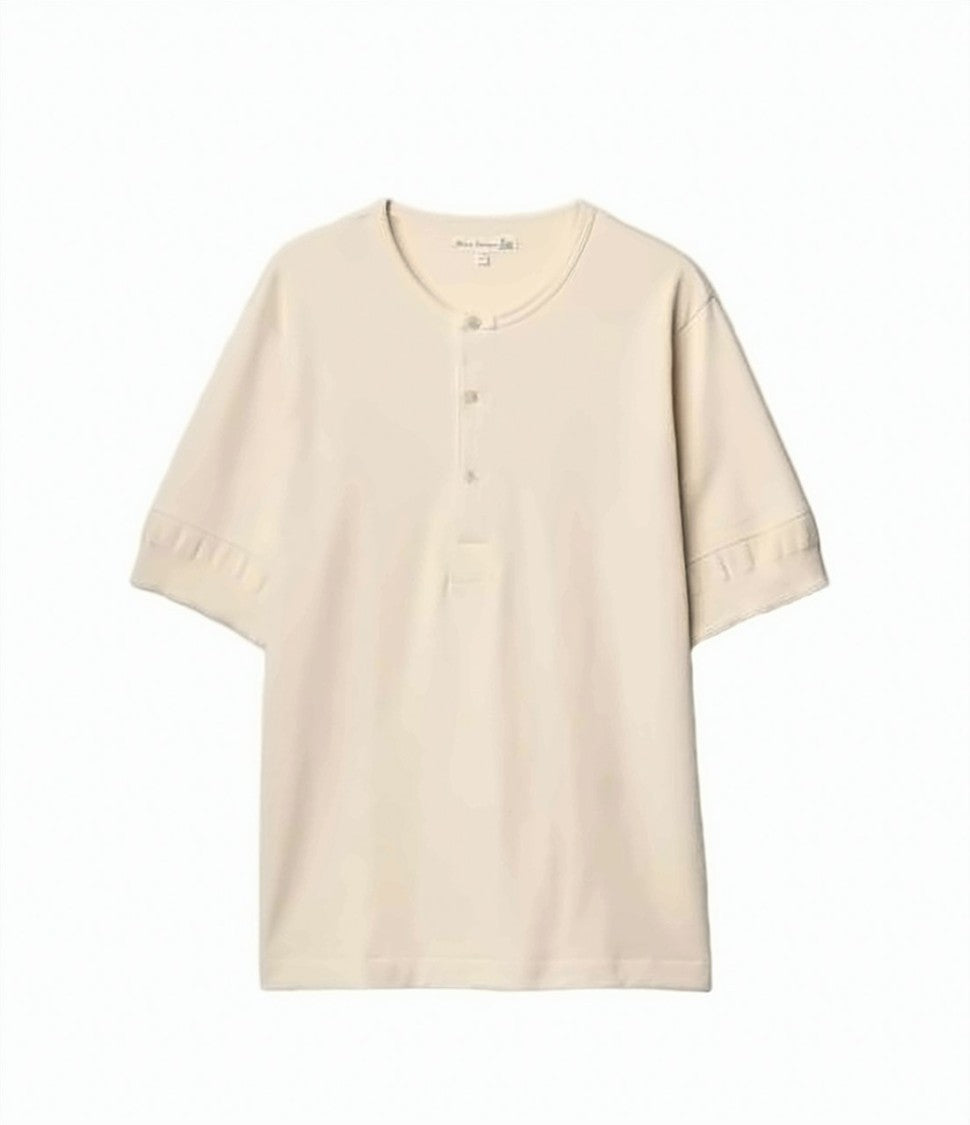 Merz B. Schwanen White Organic Cotton Three-Button Placket Shirt