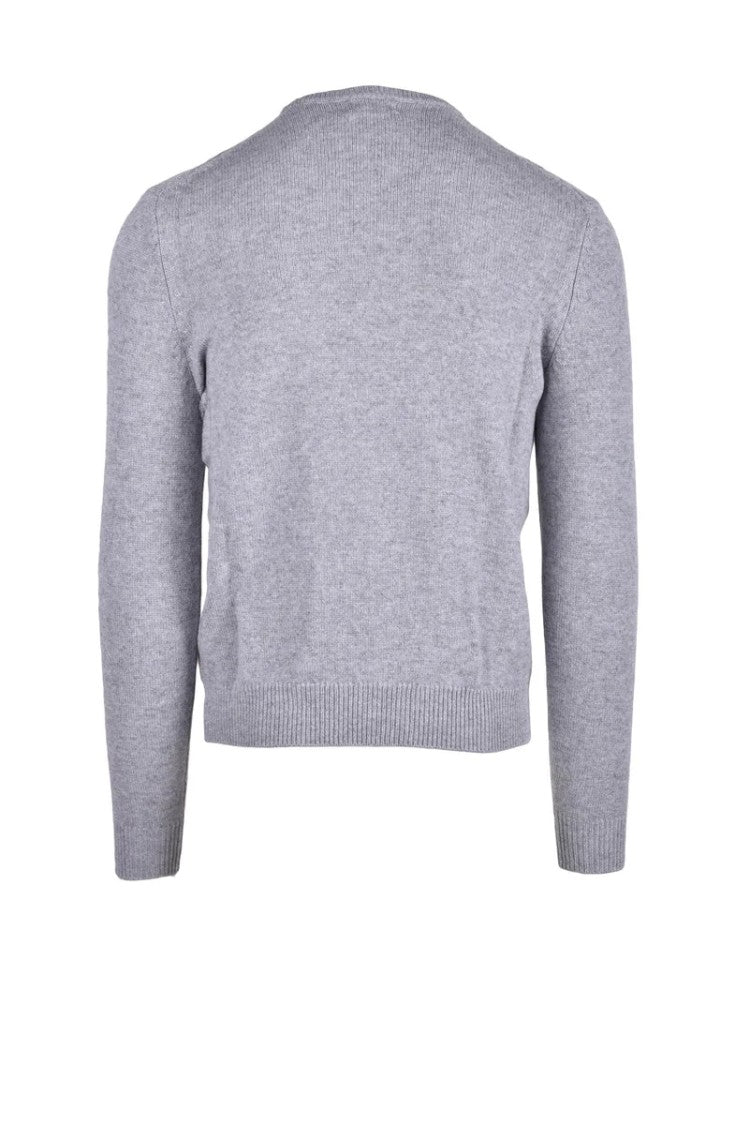 Malo Optimum Light Grey Diamond Pattern Knit Sweater