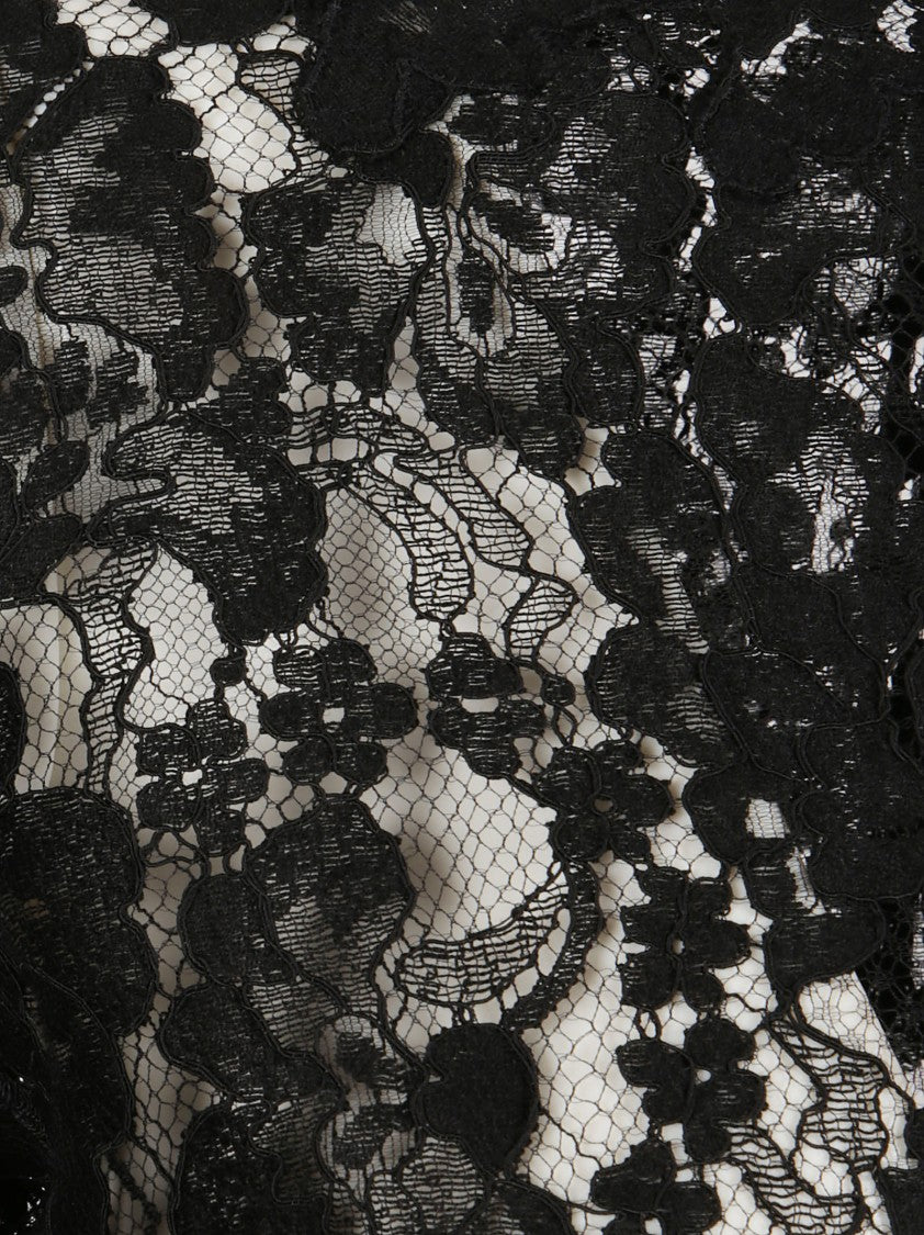 Saint Laurent Sheer Lace Long Sleeve Top