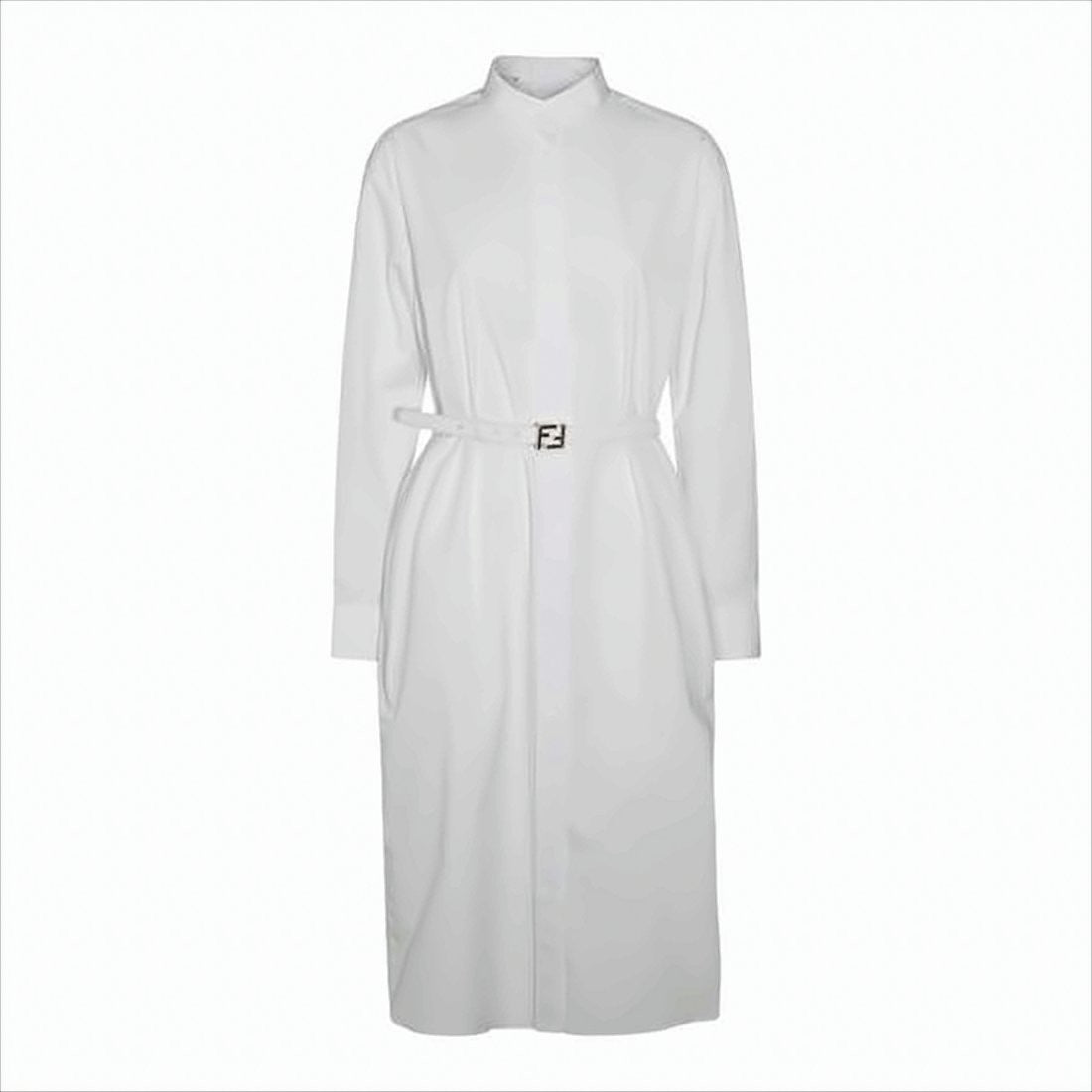 Fendi Midi-Length Cotton Shirt Dress With Tailored Silhouette