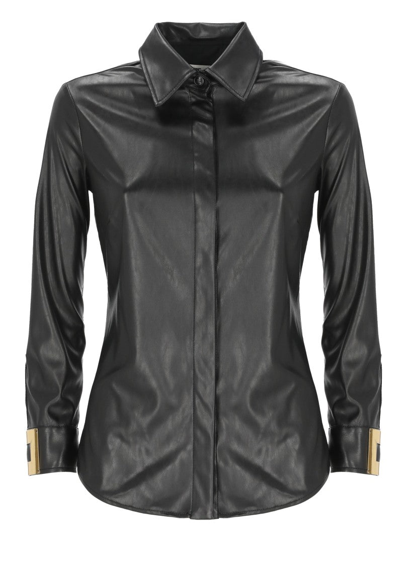 Elisabetta Franchi Black Leather-Effect Shirt