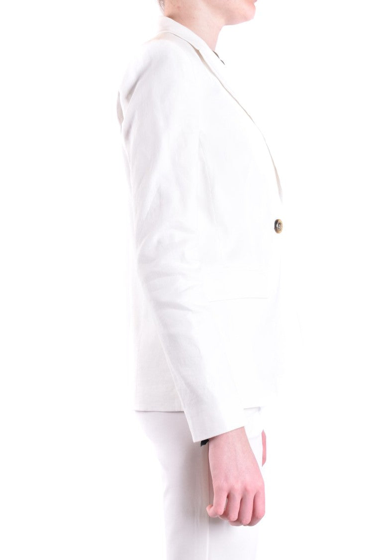Pinko Tailored White Jacket With Single-Button Closure