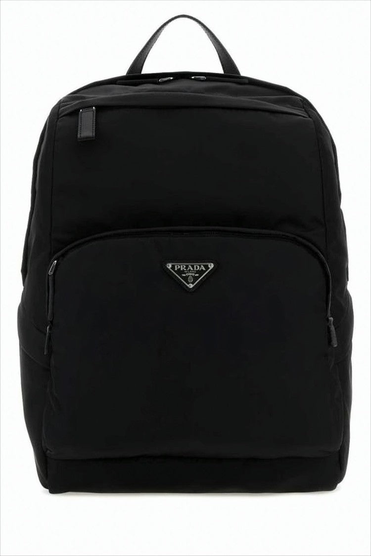 Prada Structured Black Fabric And Leather Backpack