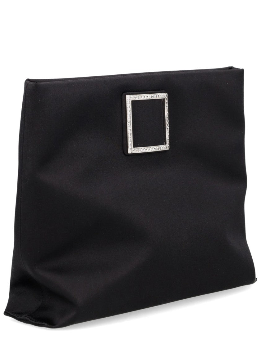 Roger Vivier Black Trompette Metallic Buckle Clutch