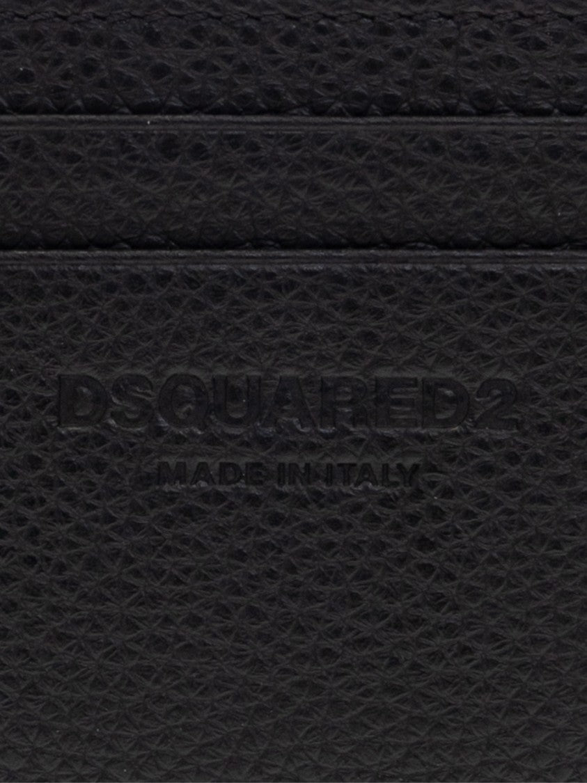 Dsquared2 Tumbled Leather Logo Cardholder Black