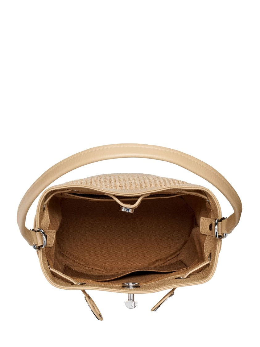 Zanellato Beige Woven Texture Leather Trim Shoulder Bag
