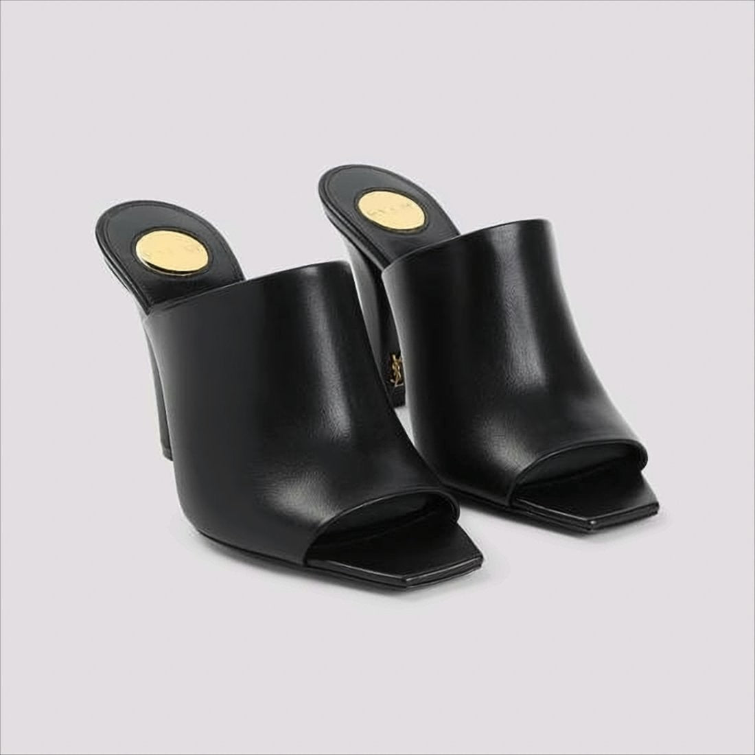 Saint Laurent Peep-Toe High-Heeled Mules With Metallic Accents