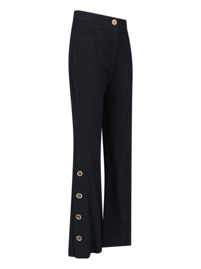 Patou Wide-Leg Black Cotton Twill Pants