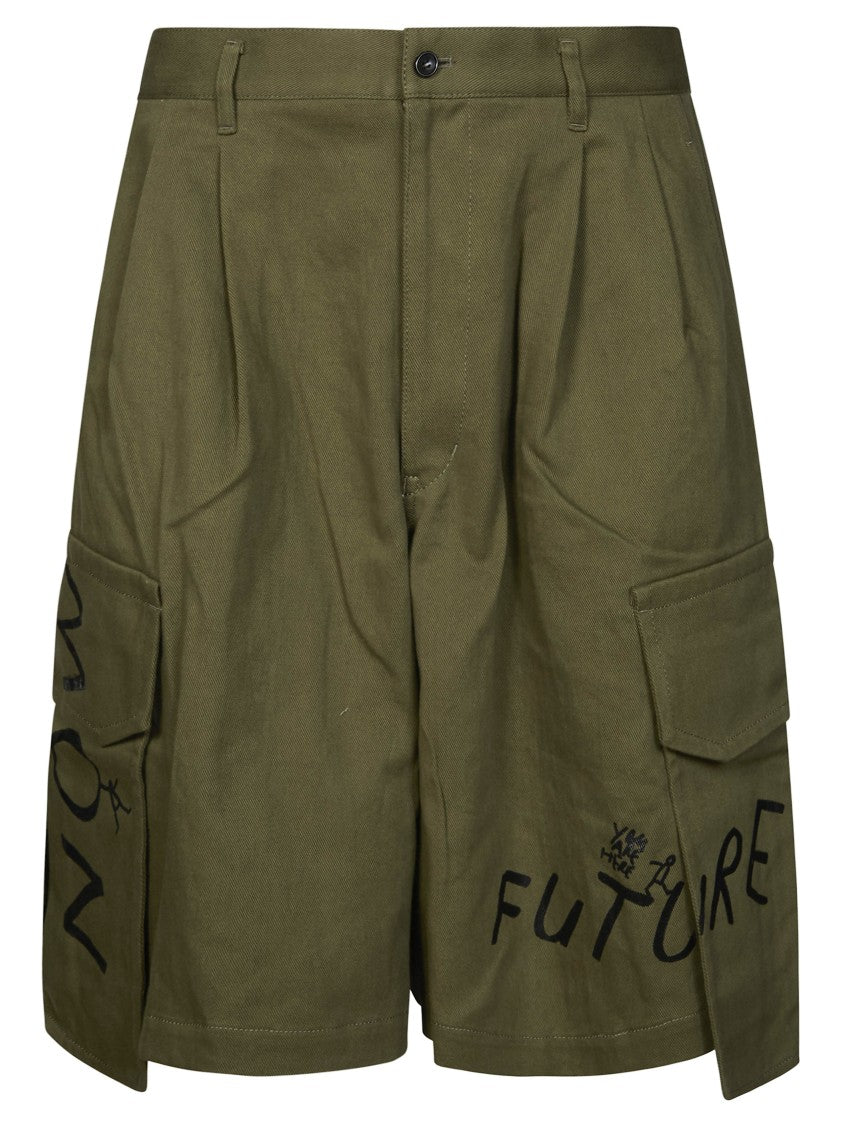 Comme Des Garçons Men Olive Green High Waisted Shorts