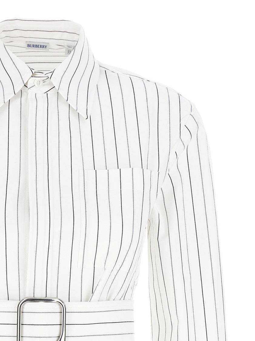 Burberry Striped Cotton Shirt With Removable Belt