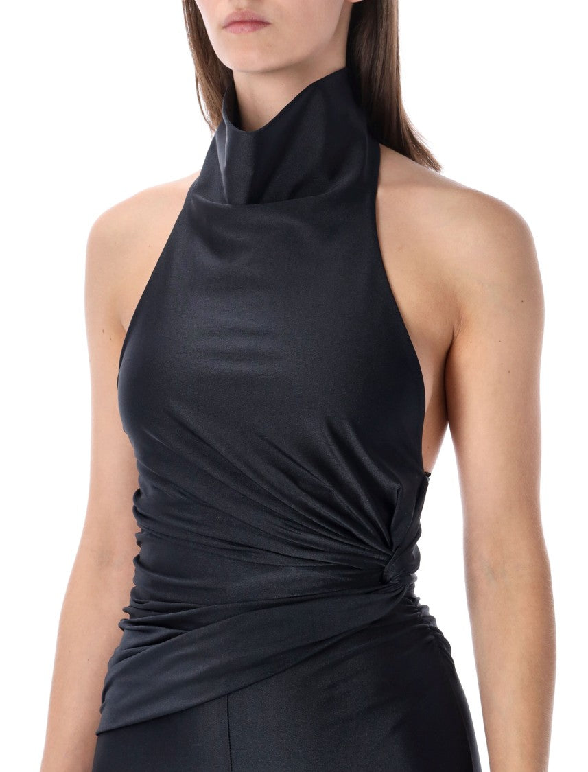 The Andamane Sculptural Black Jumpsuit With Halterneck