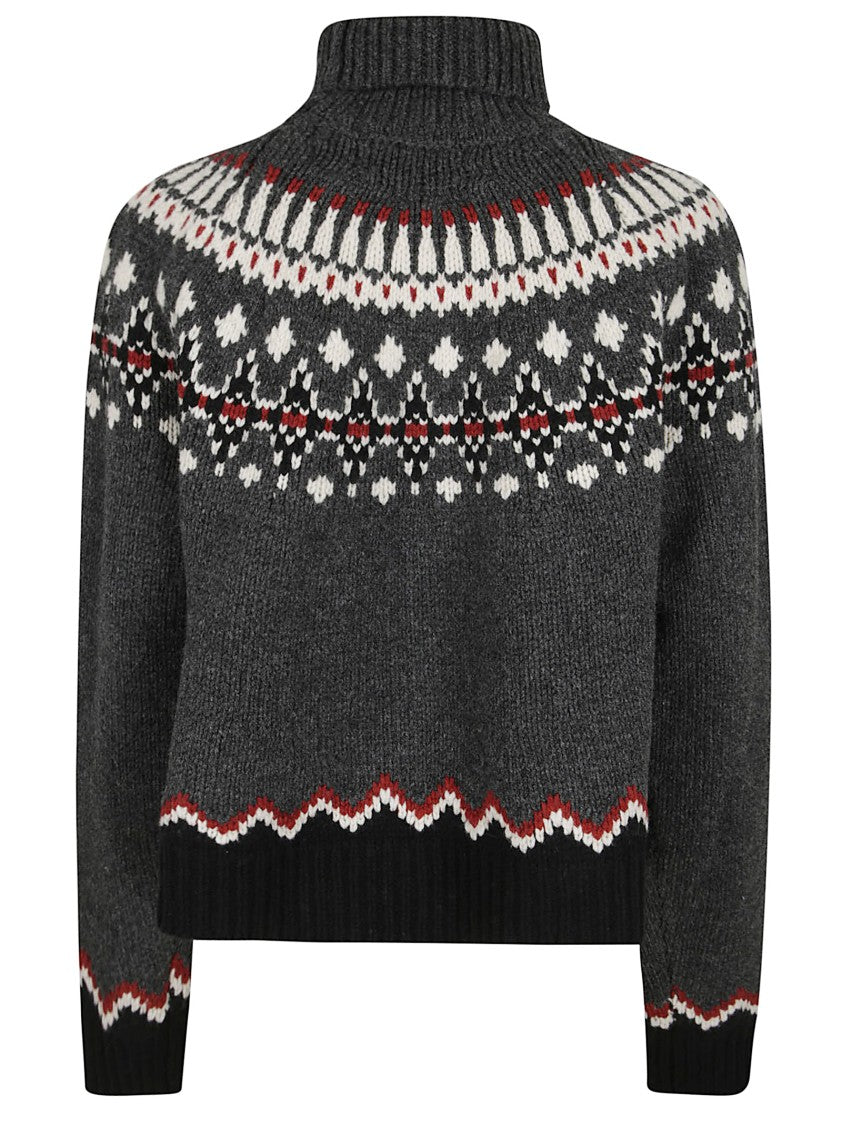 Alanui Cropped Virgin Wool Sweater With Geometric Motifs
