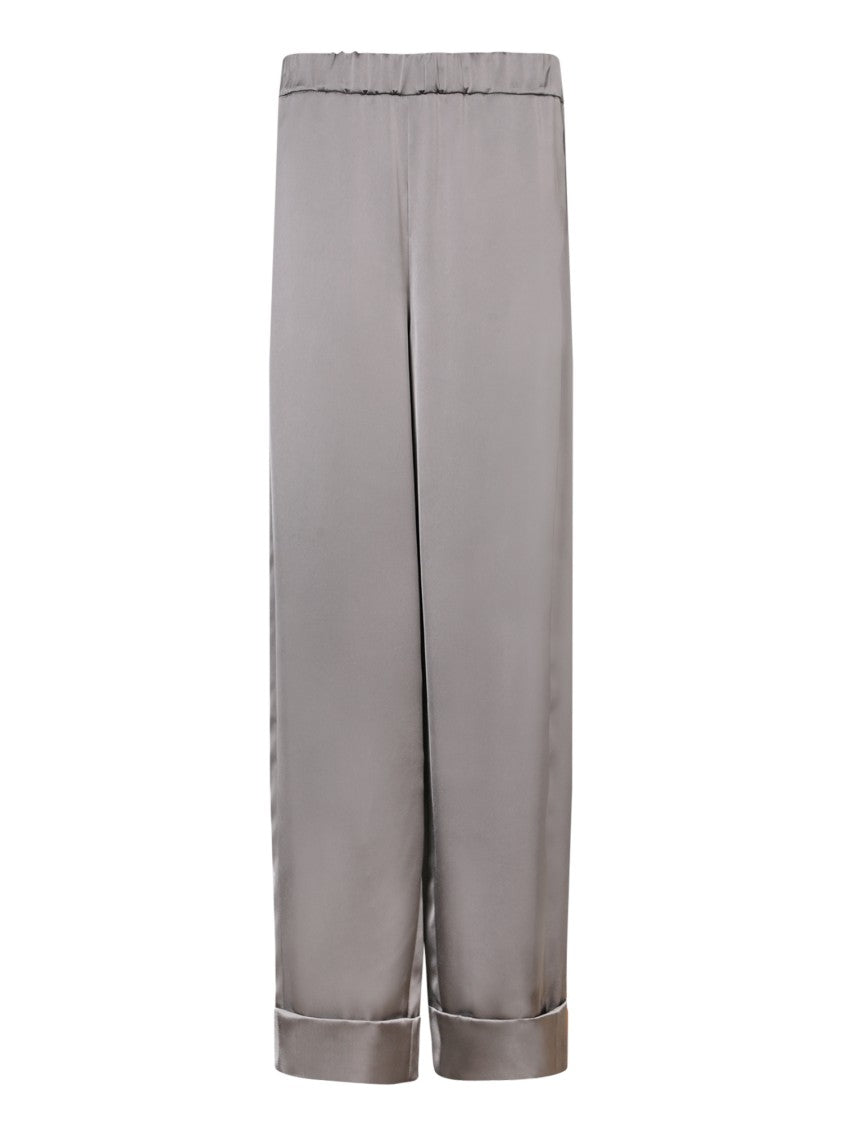 Blanca Vita Relaxed-Fit Gray Trousers With Satin Finish